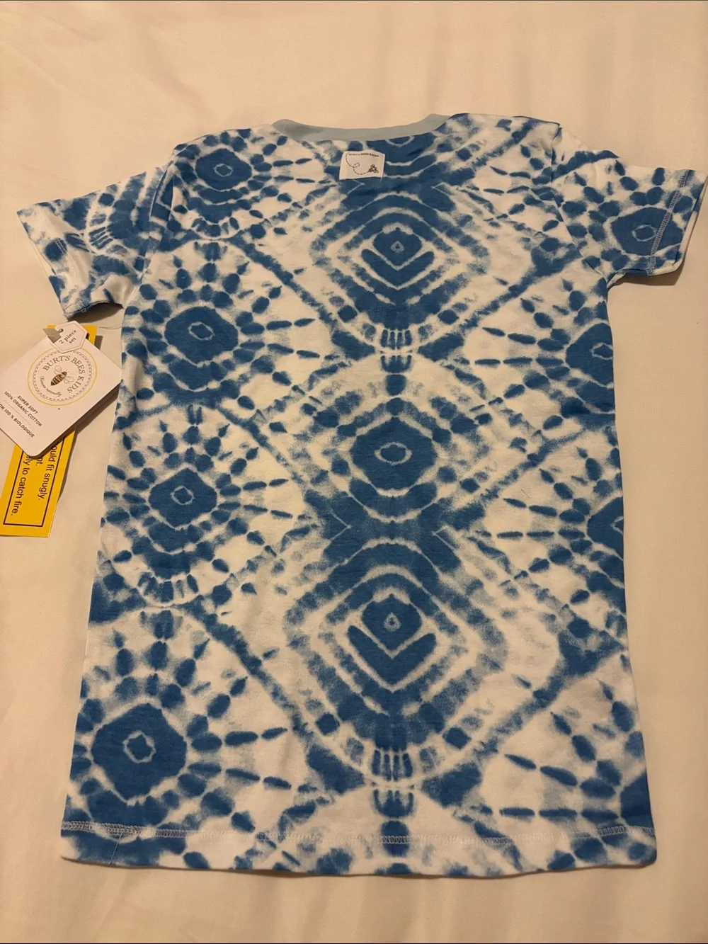 Burt's Bees Blue and White Tie-Dye Kids Pajama Set